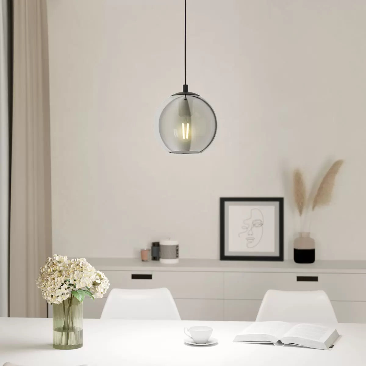 Eglo Ariscani 1 Smoked Glass Ball Light Pendant