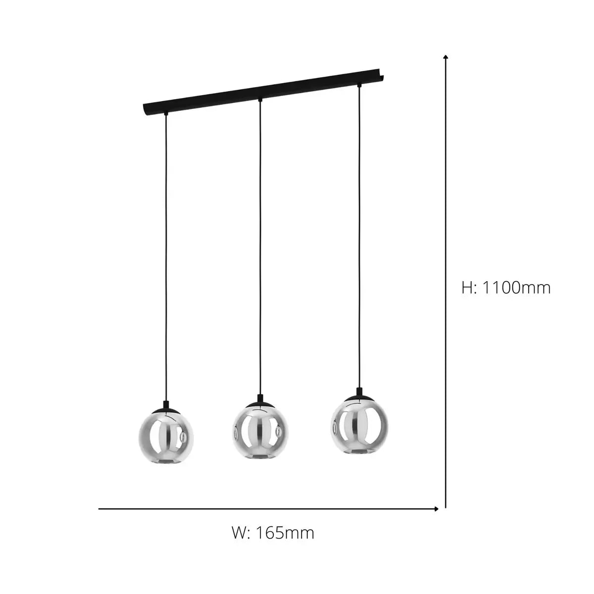 Eglo Ariscani 3 Smoked Glass Ball Light Pendant