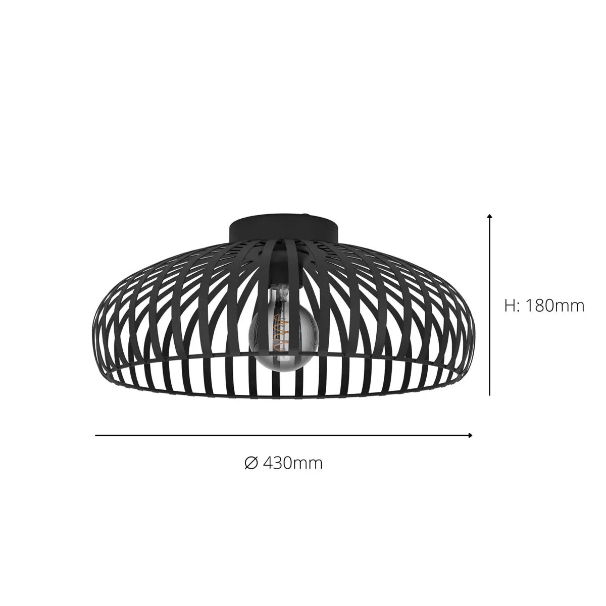 Eglo Mogano Ceiling Light in Black - 17" (43cm)