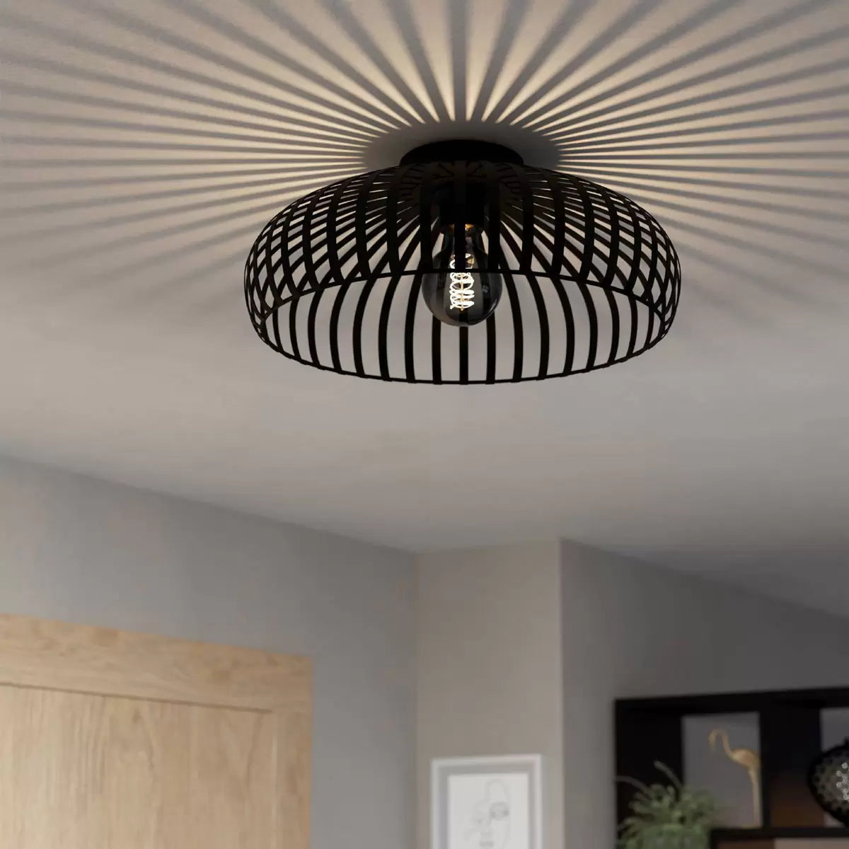 Eglo Mogano Ceiling Light in Black - 17" (43cm)