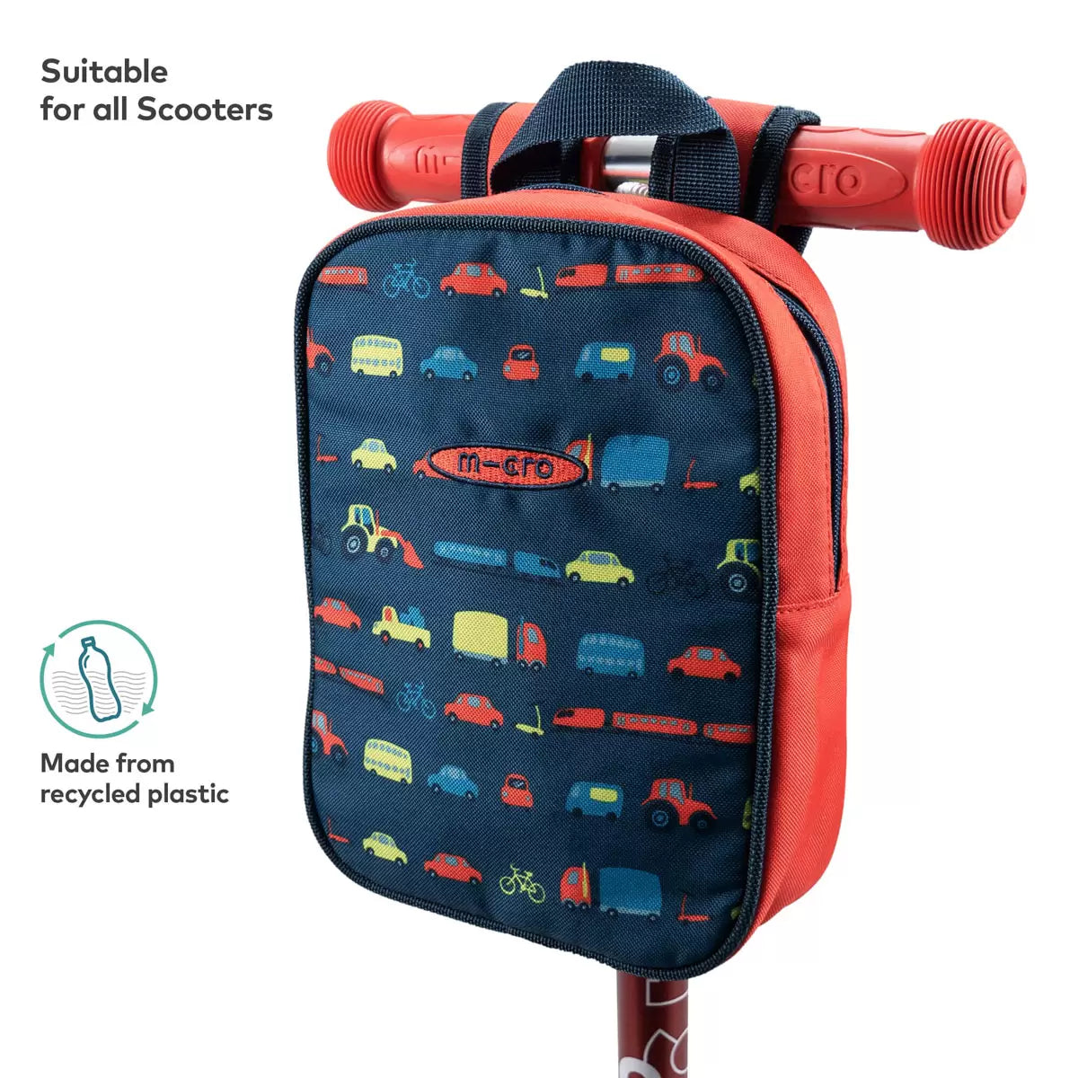 Micro Maxi Deluxe LED Navy Scooter with Blue Helmet and Vehicle Lunch Bag (5+