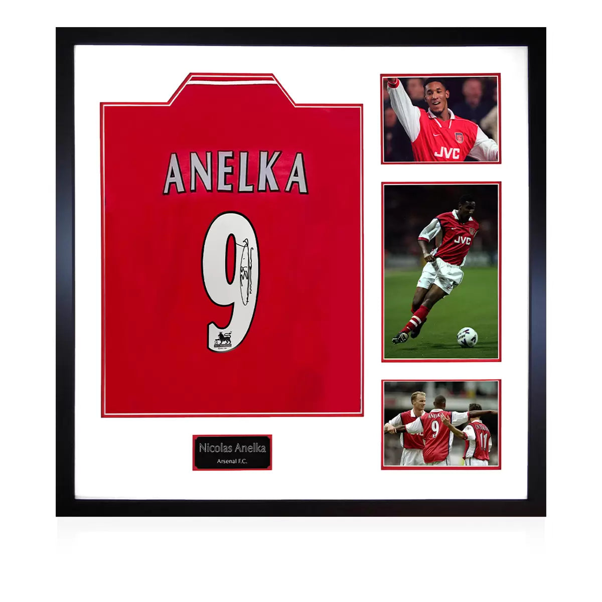 Nicholas Anelka Signed Framed Arsenal Home Football Shirt including 3 Photos