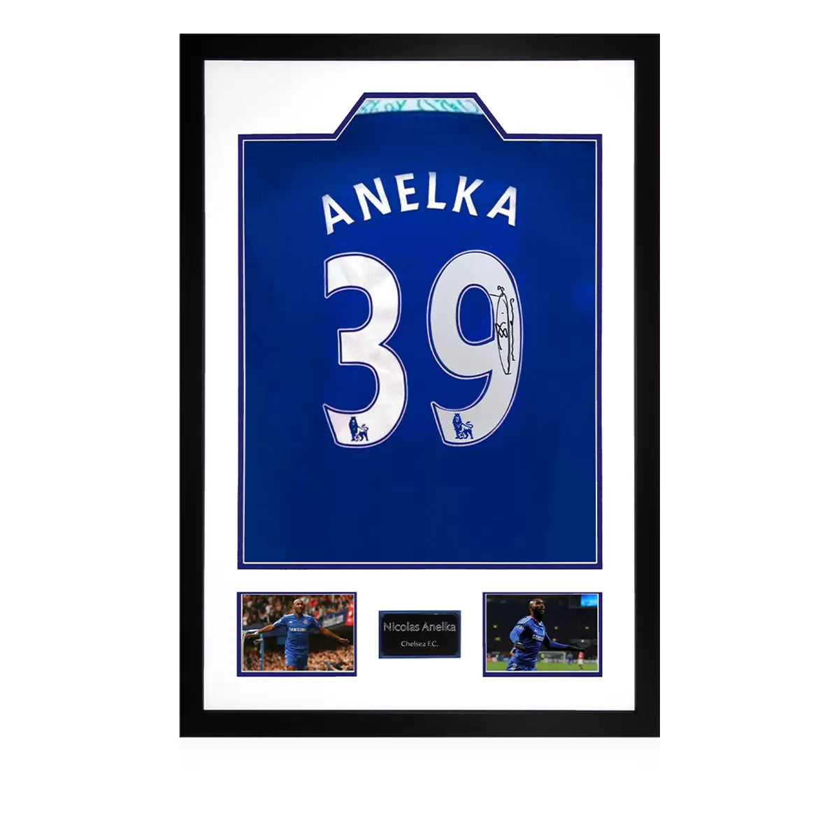 Nicholas Anelka Signed Framed Chelsea Home Football Shirt including 2 Photos