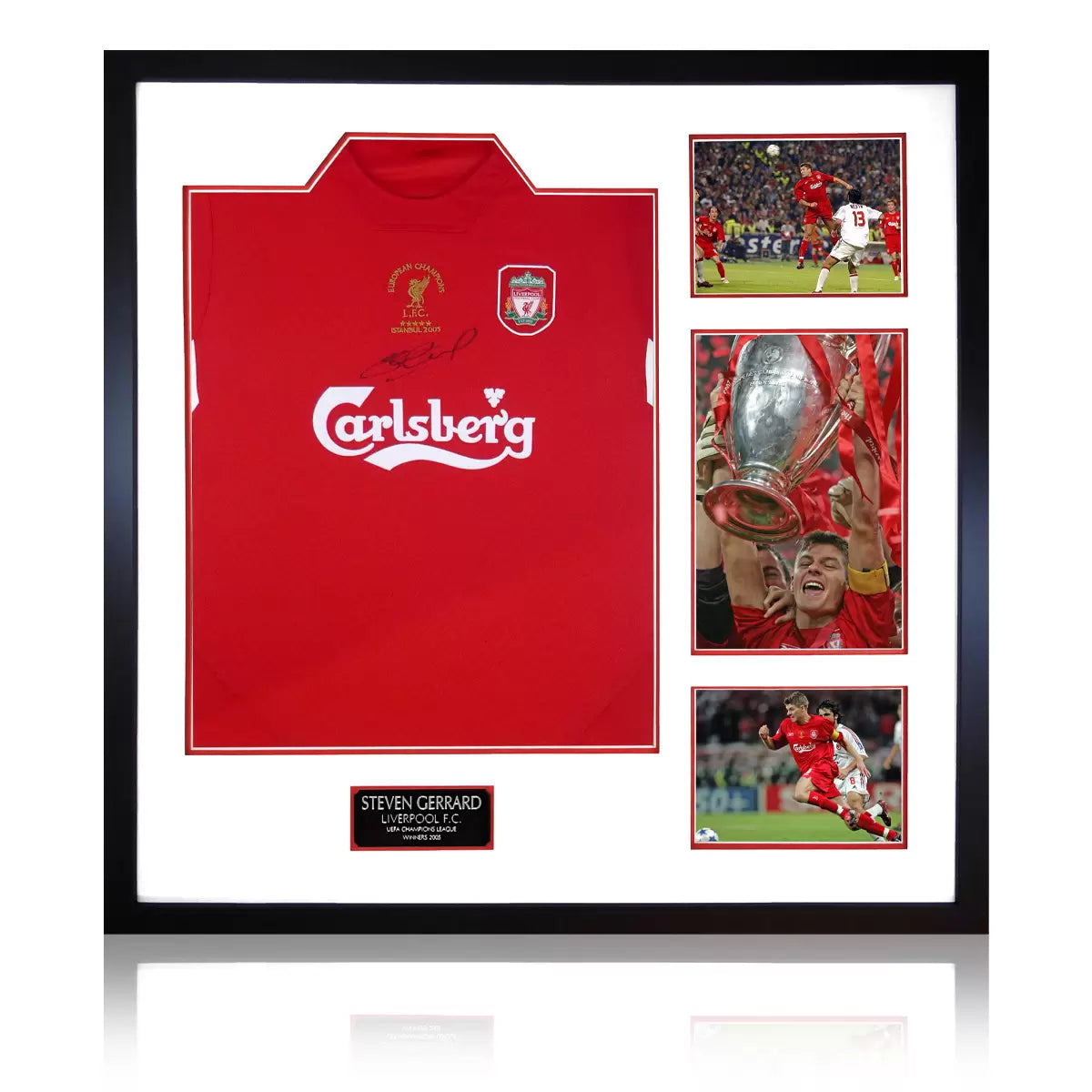 Steven Gerrard Signed Framed 2005 Liverpool Football Shirt including 3 Photos