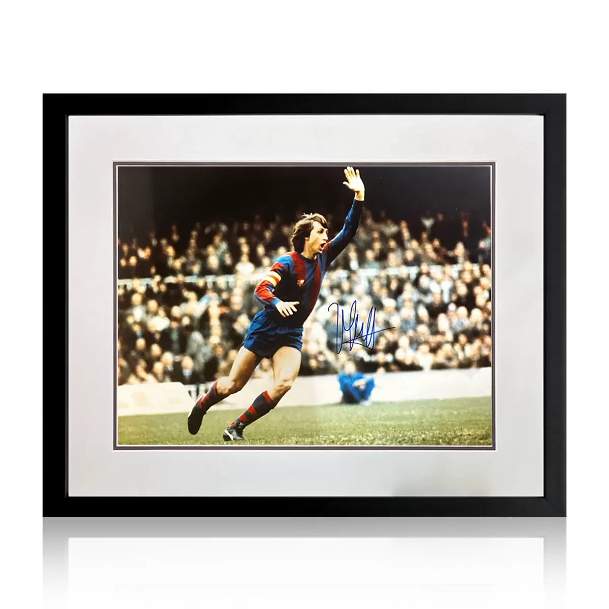 Johan Cruyff Signed Framed Barcelona Football Image