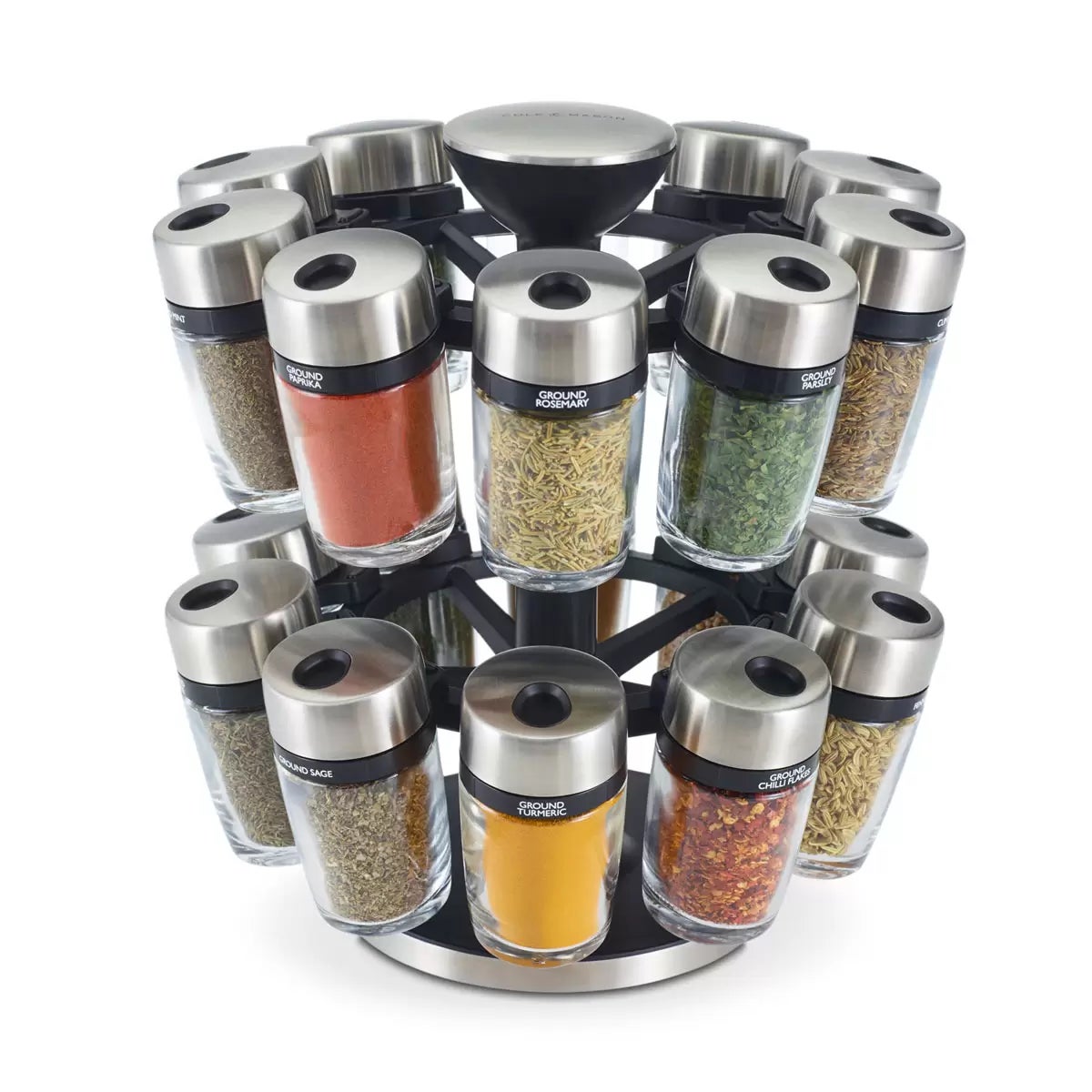 Cole & Mason 20 Jar Filled Spice Rack Carousel, view 2