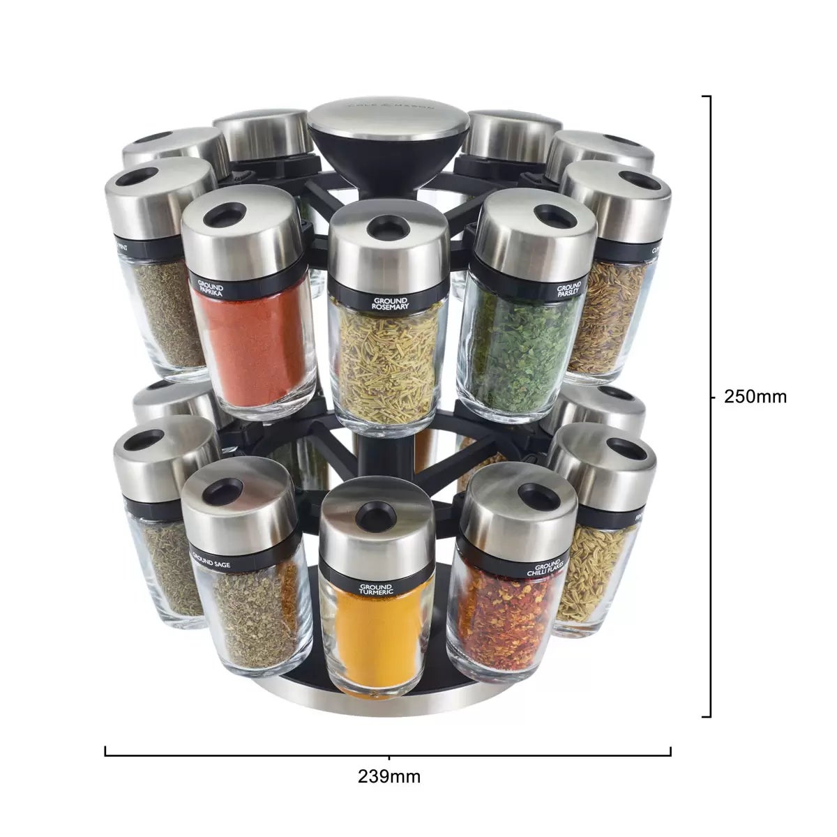 Cole & Mason 20 Jar Filled Spice Rack Carousel, view 3