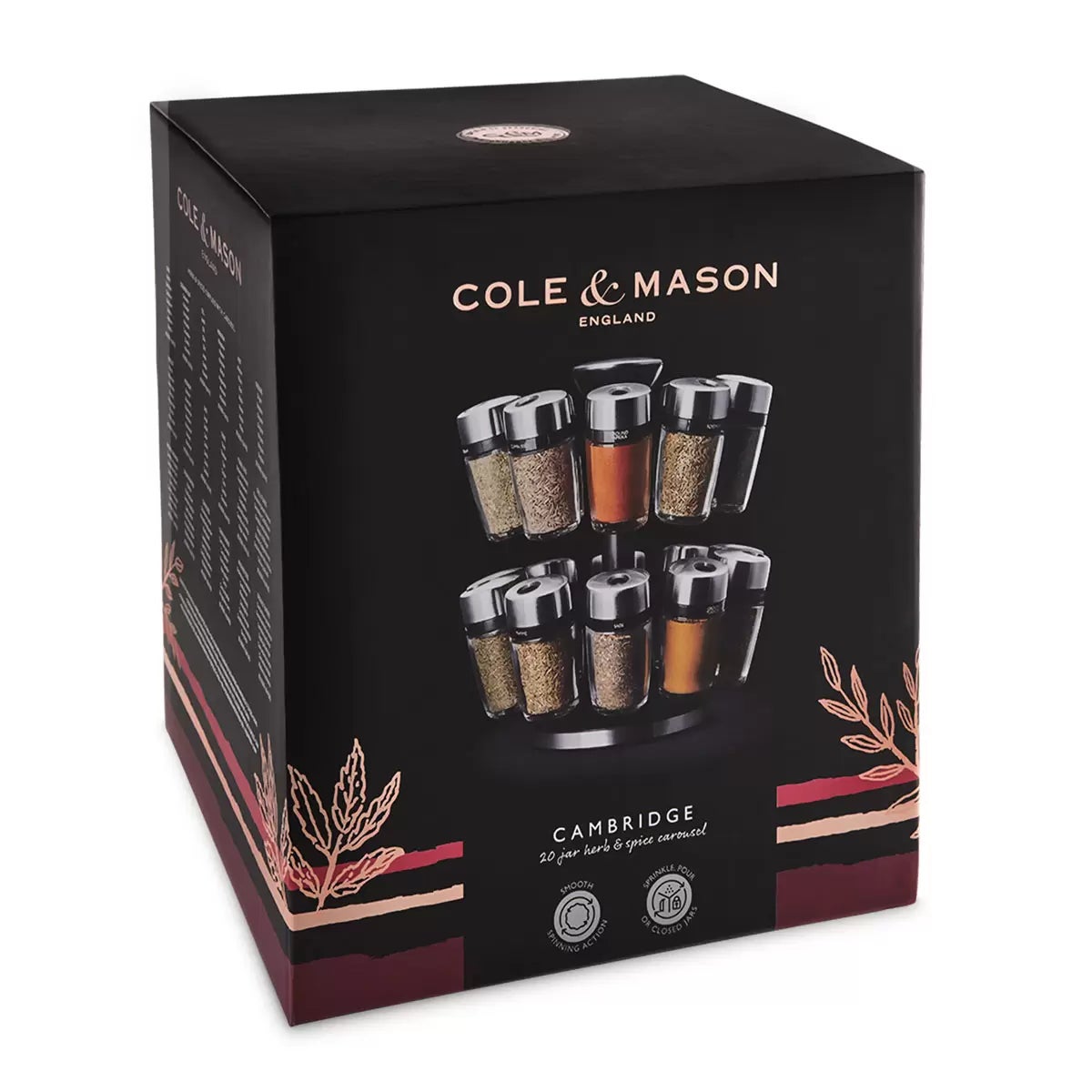Cole & Mason 20 Jar Filled Spice Rack Carousel, view 5