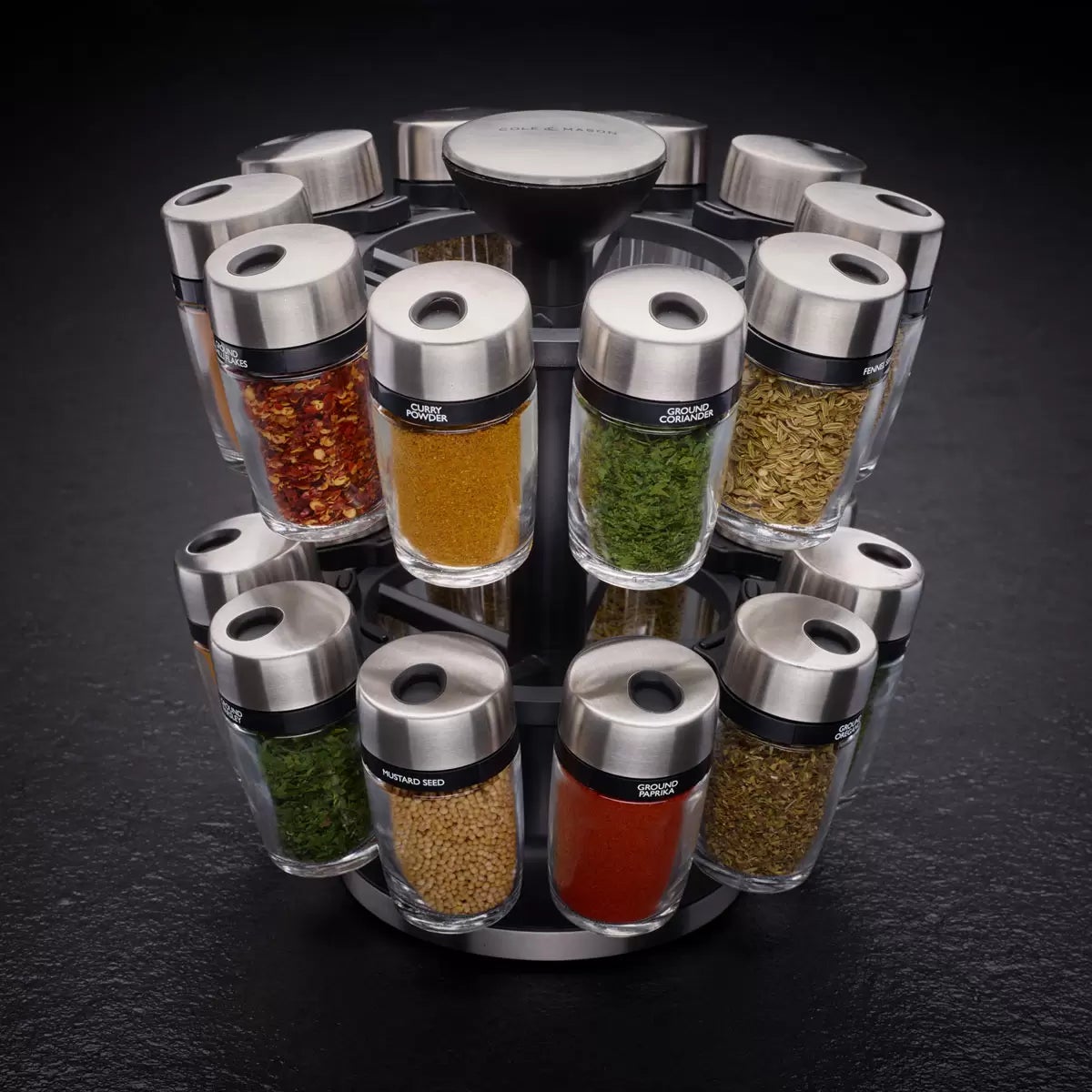 Cole & Mason 20 Jar Filled Spice Rack Carousel
