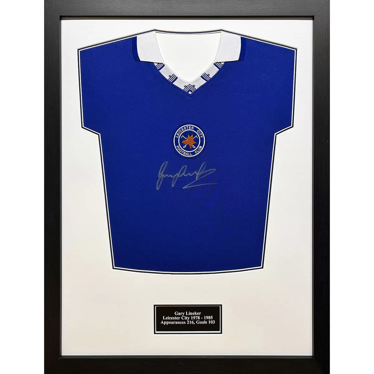 Gary Lineker Signed Framed Leicester City Football Shirt