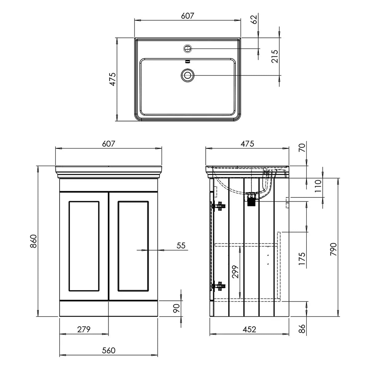 Tavistock Ashby 60.7 cm Floor Mounted Vanity Unit