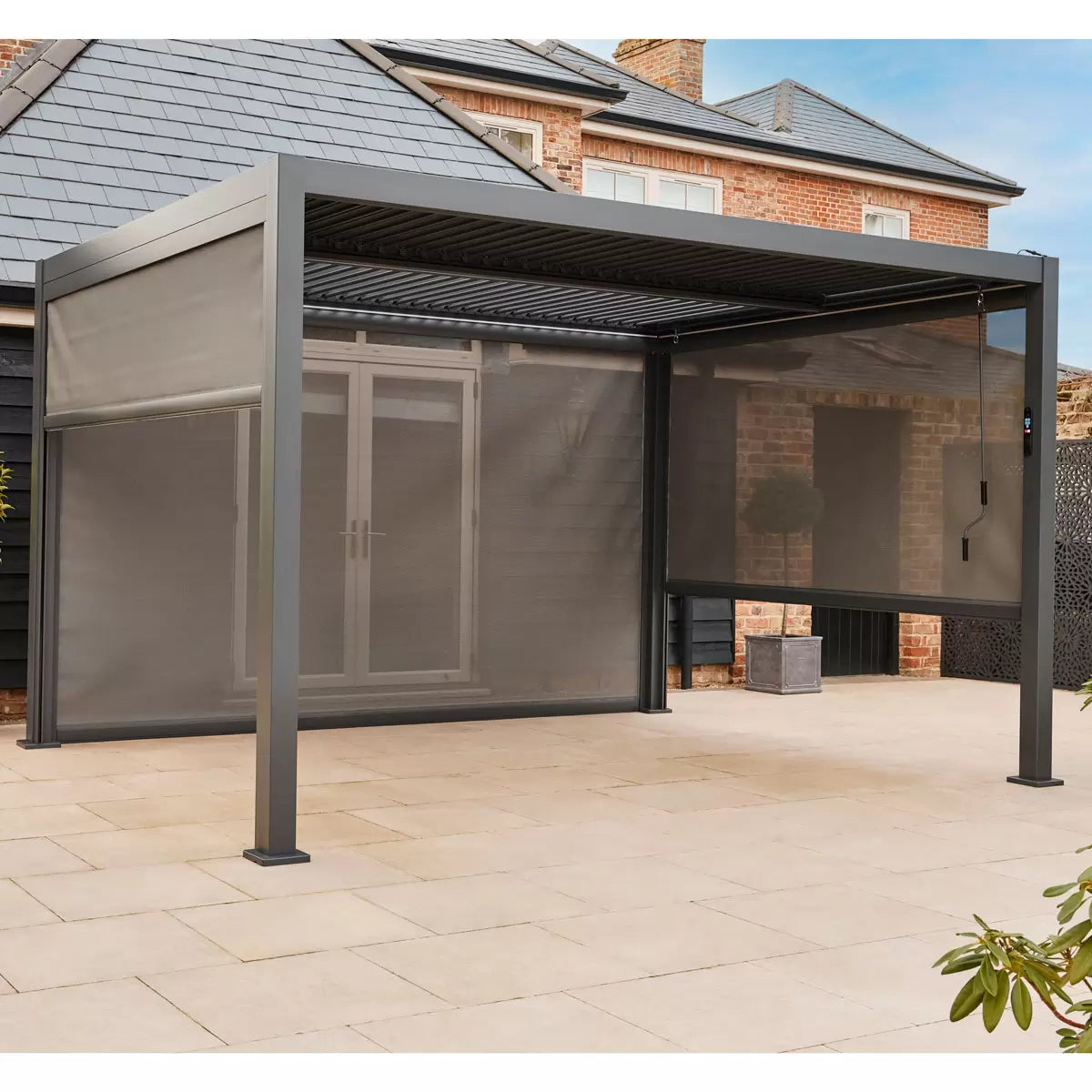 Alvivo 9ft 7" x 12ft 10" (2.9 x 3.9m) Louvered Aluminium Pergola Bundle