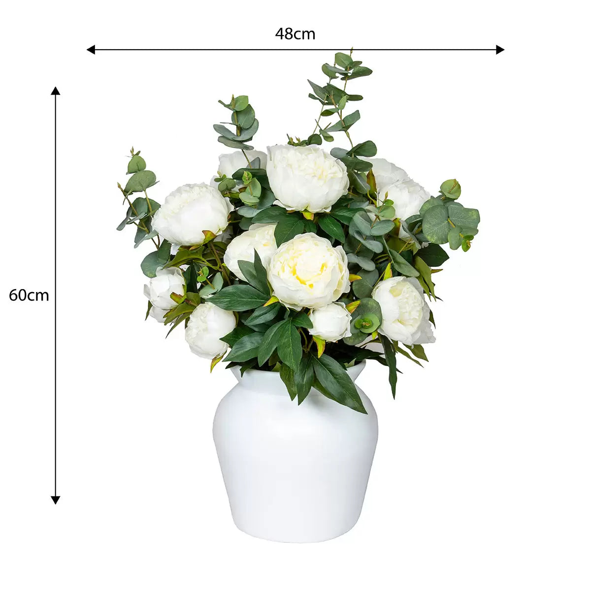 Artificial Peony & Eucalyptus Bouquet in Vase, view 3