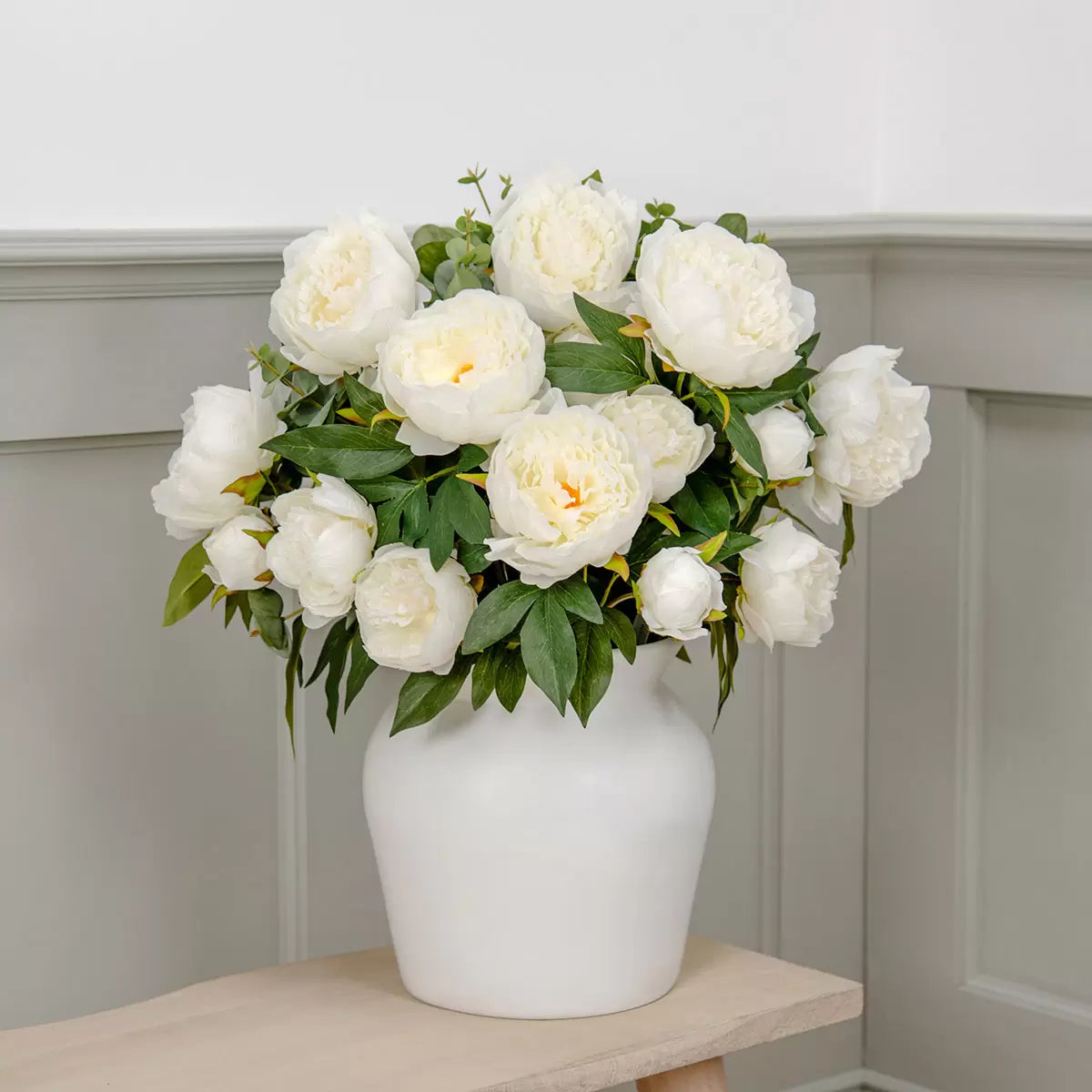 Artificial Peony & Eucalyptus Bouquet in Vase, view 10