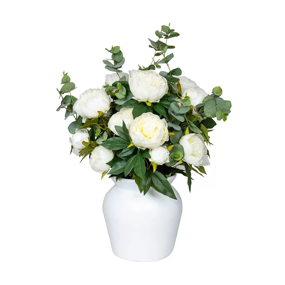 Artificial Peony & Eucalyptus Bouquet in Vase, view 5