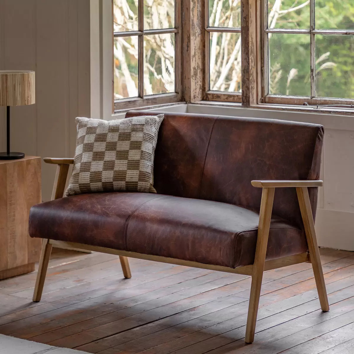 Gallery Neyland Brown Leather 2 Seater Sofa