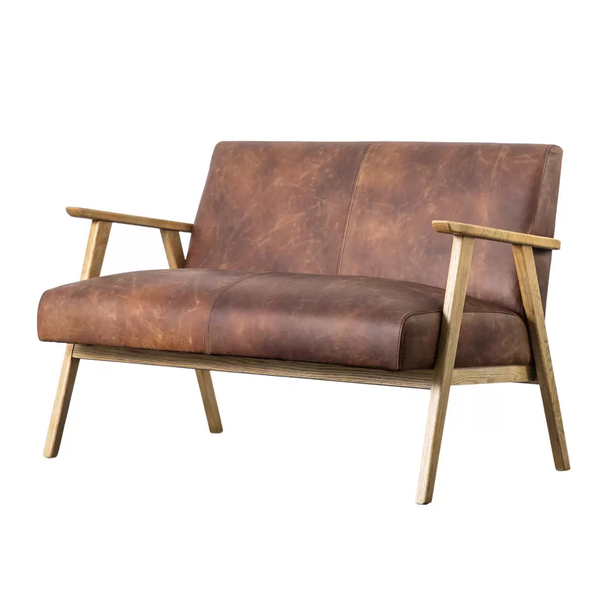 Gallery Neyland Brown Leather 2 Seater Sofa