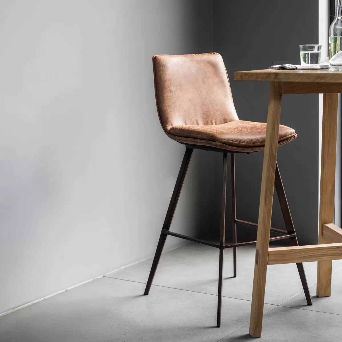 Gallery Henley Brown Faux Leather Bar Stool, 2 Pack