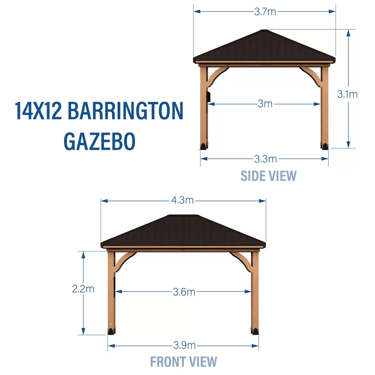 Backyard Discovery Barrington 14ft x 12ft (4.3 x 3.7m) Wooden Gazebo with Peaked