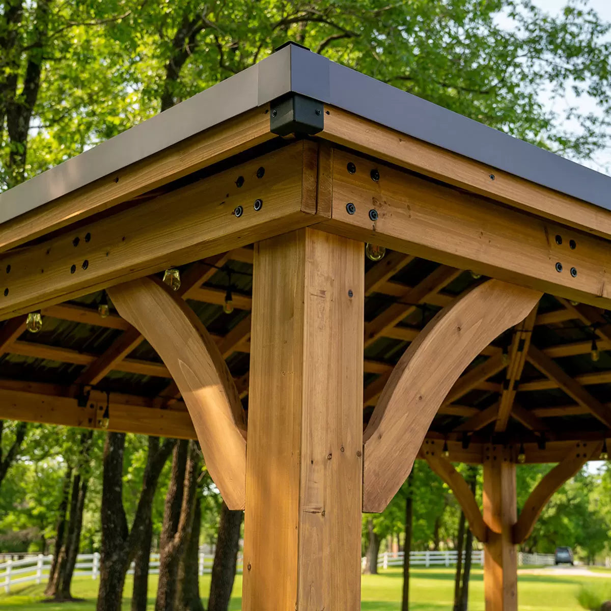 Backyard Discovery Barrington 4.3 x 3.7m Wooden Gazebo with Galvanised Steel Roof, view 6