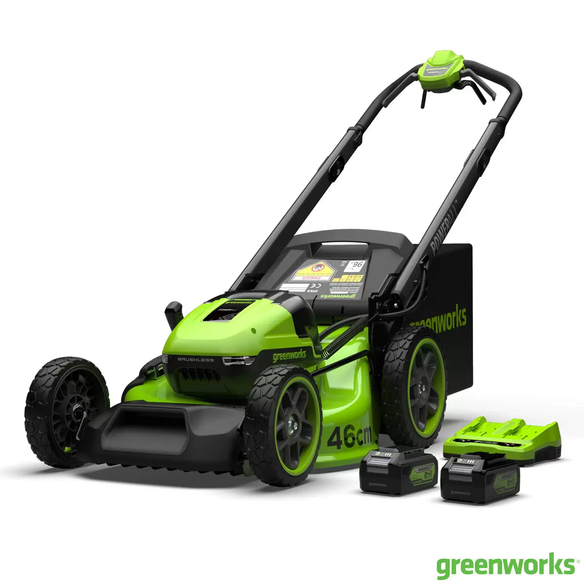 Greenworks 48V 46cm Self-Propelled Cordless Lawn Mower + 2 x 24V (4Ah) Batteries