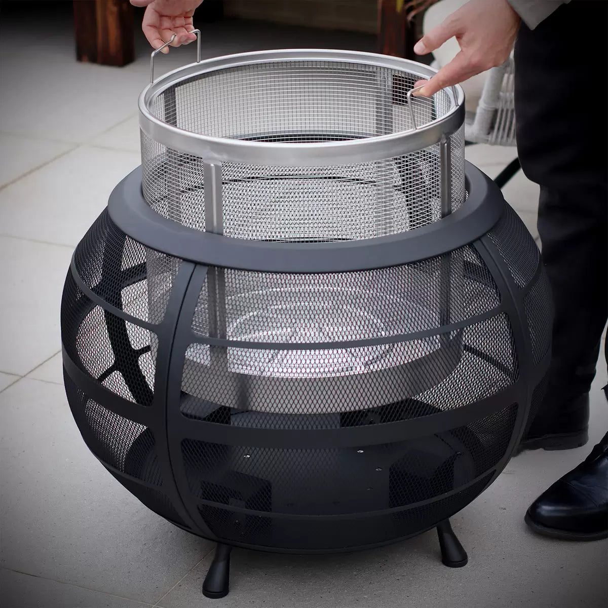 Haloo Sphere Wood Burning Fire Pit + Cover