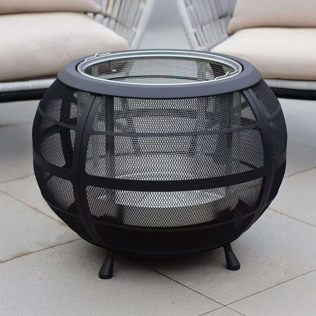 Haloo Sphere Wood Burning Fire Pit + Cover