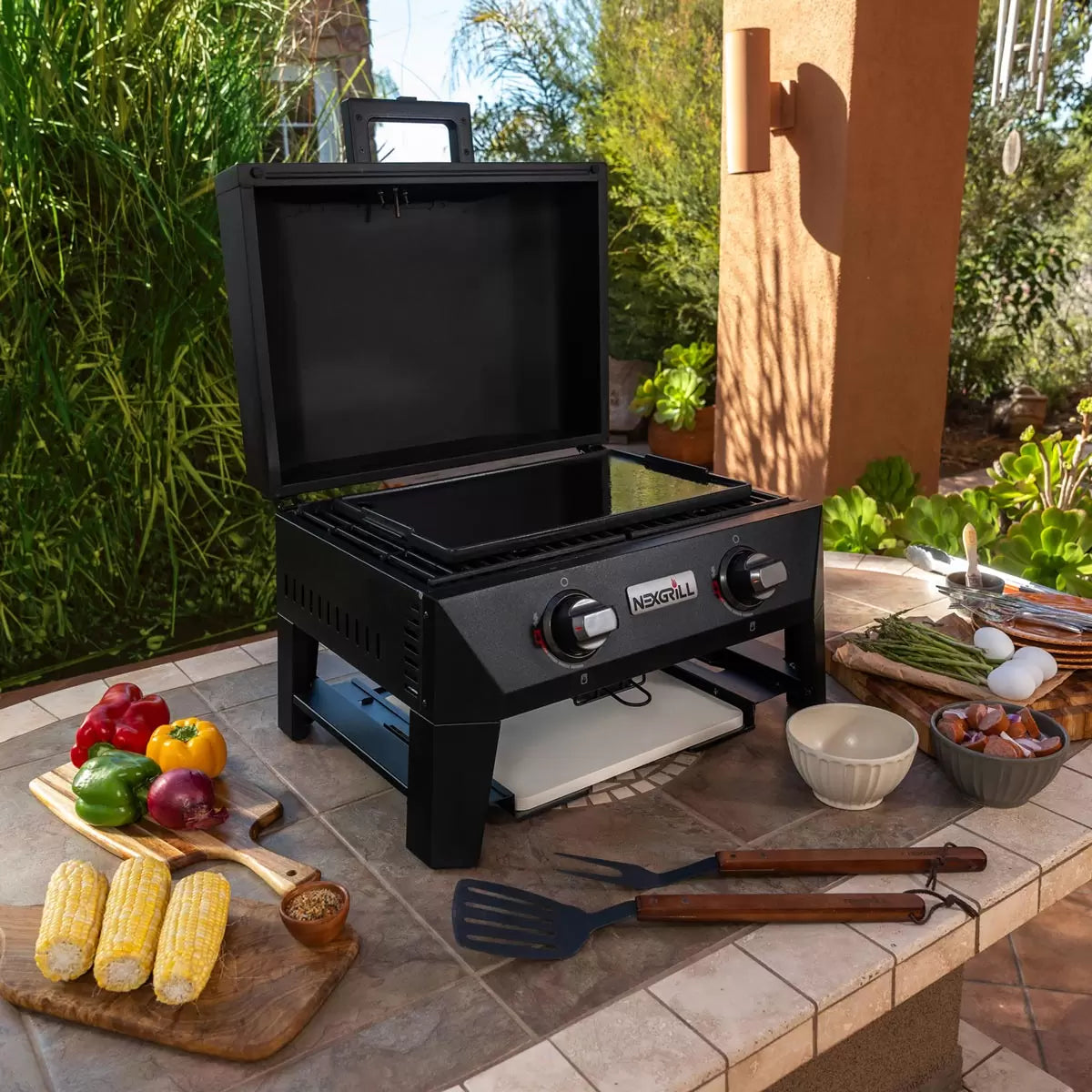 Nexgrill Fortress 2 Burner 4-in-1 BBQ Grill & Pizza Oven + Griddle + Grill Plate