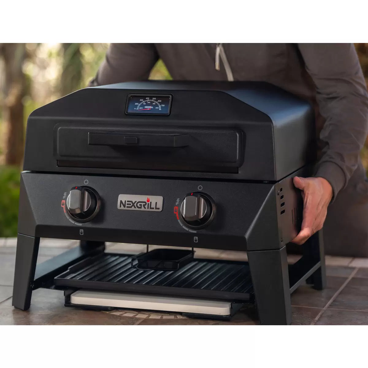 Nexgrill Fortress 2 Burner 4-in-1 BBQ Grill & Pizza Oven + Griddle + Grill Plate