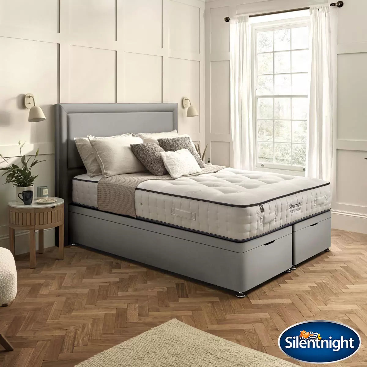 Silentnight British Wool 2400 Pocket Mattress & Slate Grey Full Ottoman Divan