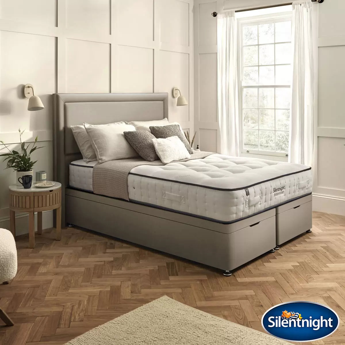 Silentnight British Wool 2400 Pocket Mattress & Sandstone Full Ottoman Divan