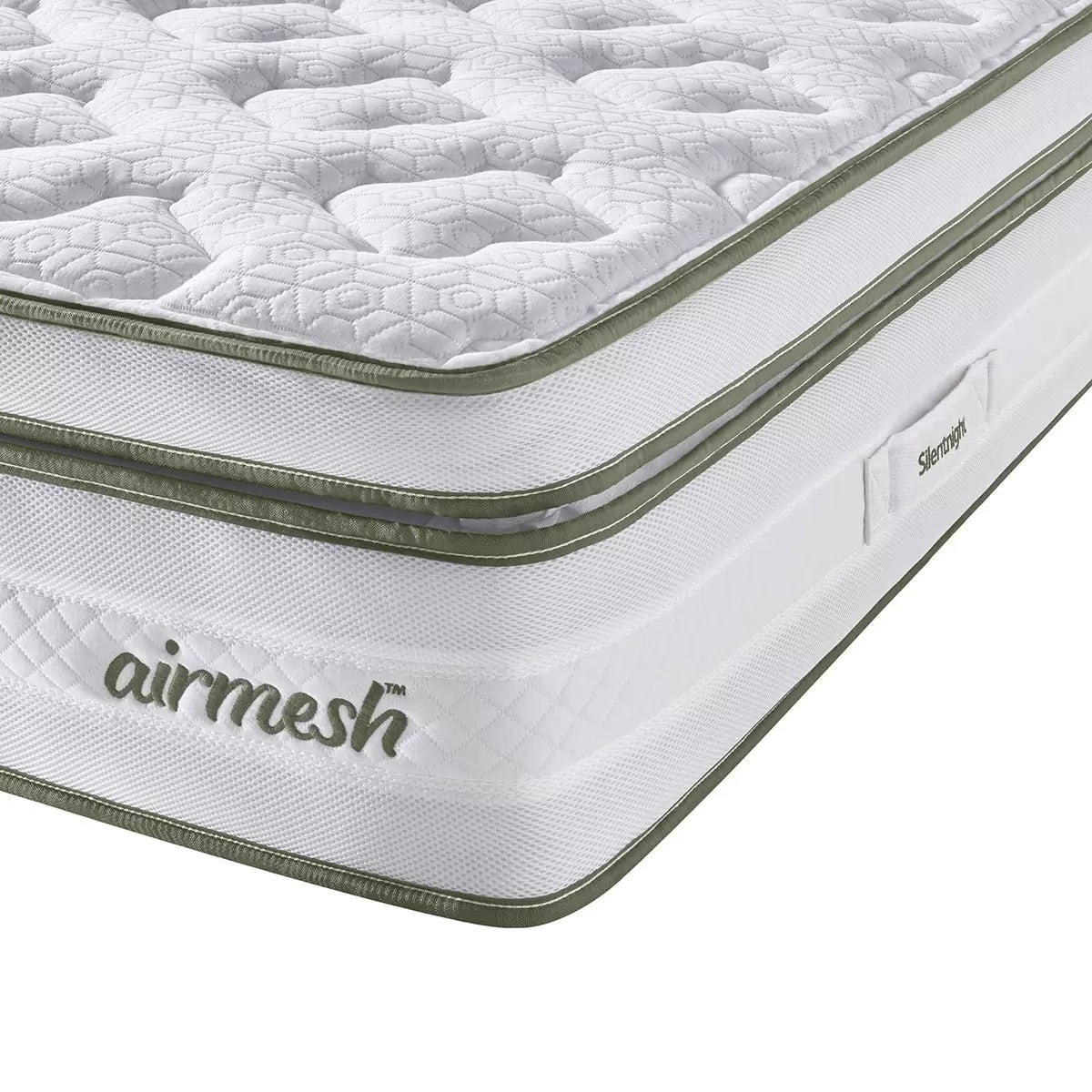 Silentnight AirMesh® 3000 Pocket Boxtop Mattress & Slate Grey Full Ottoman Divan, Super King, view 2