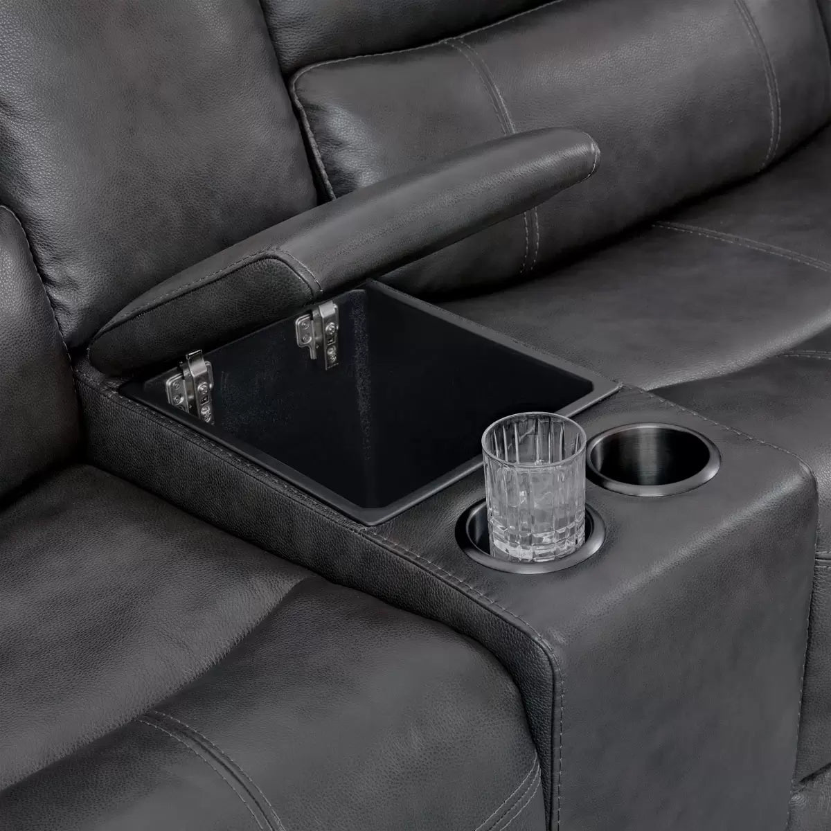 Gilman Creek Wylder Dark Grey Leather Power Reclining Sectional Sofa