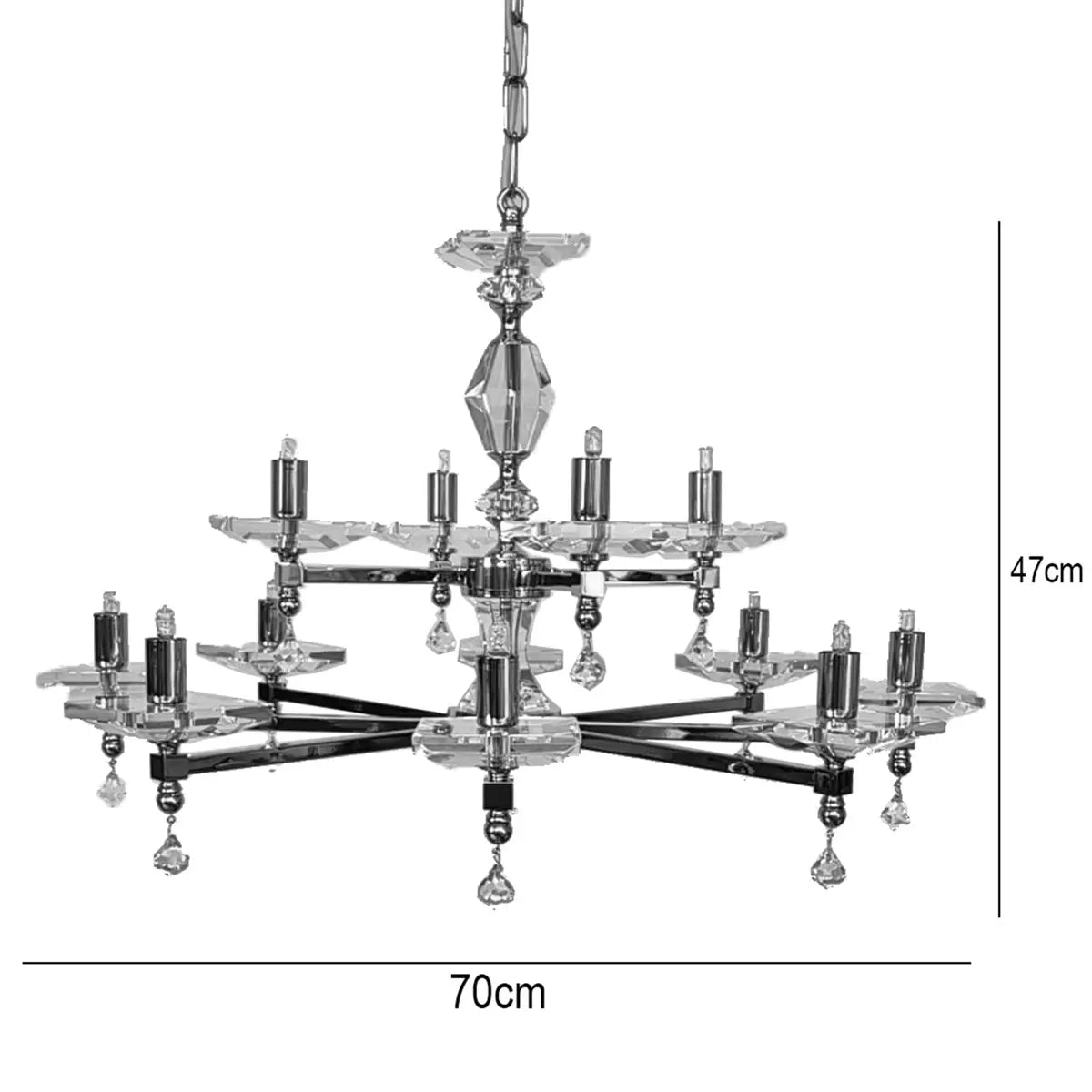 Boston 12 Light Crystal & Nickel Chandelier 70cm