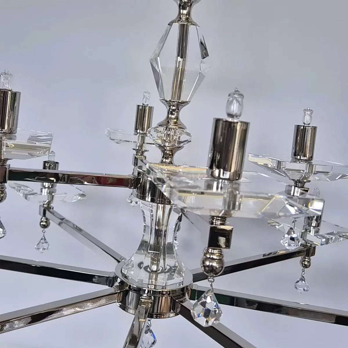 Boston 12 Light Crystal & Nickel Chandelier 70cm