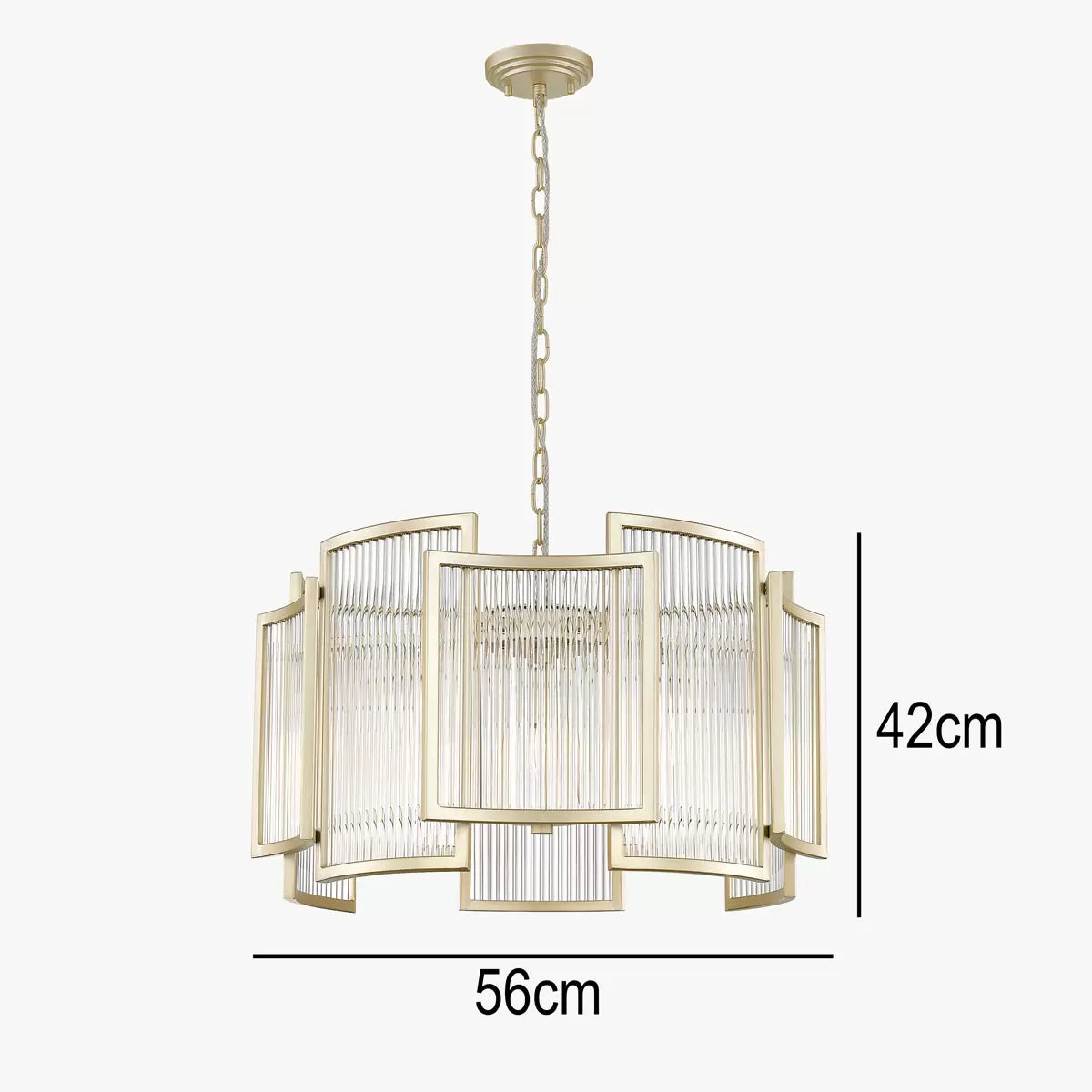 Chicago 5 Light Matt Gold Ceiling Pendant 56cm