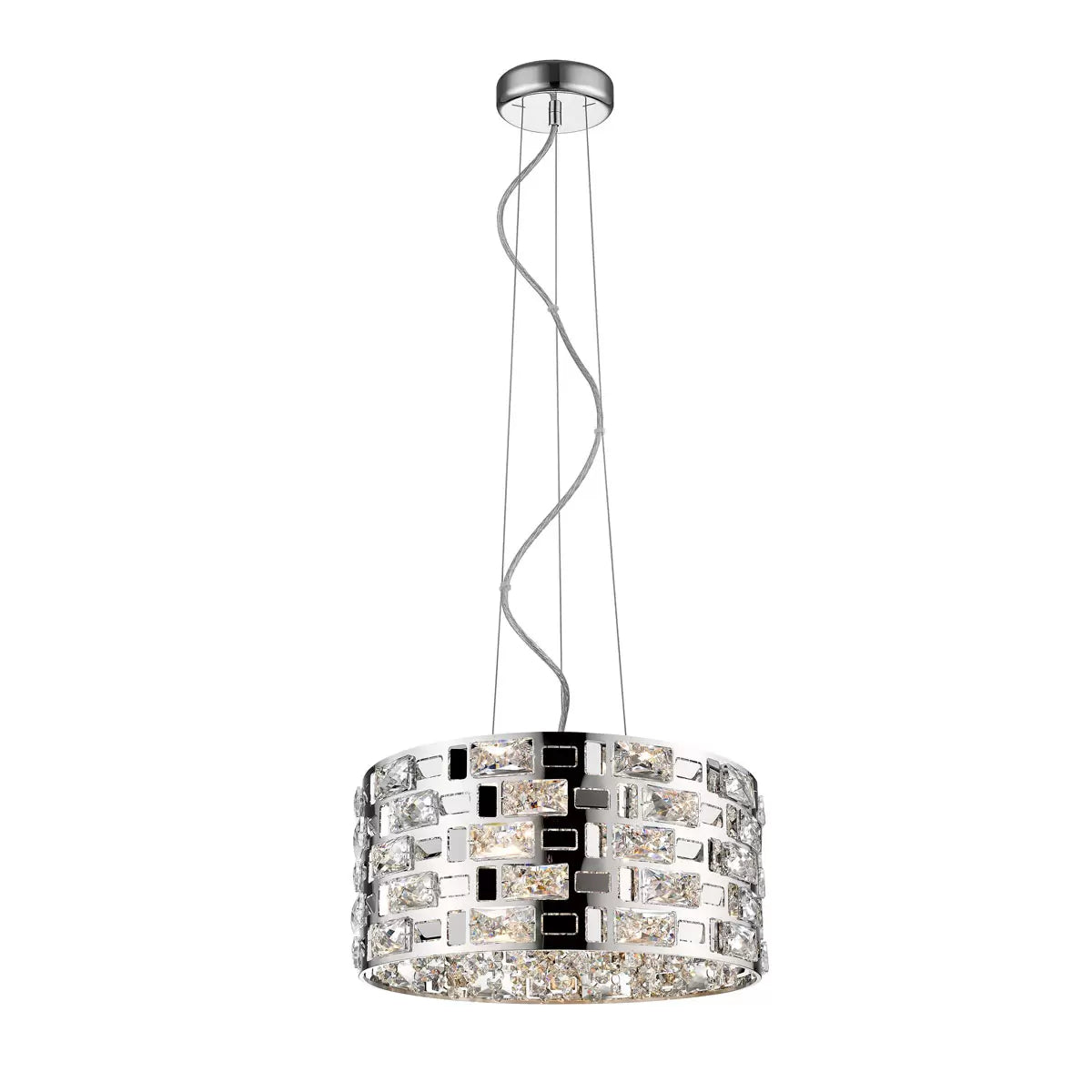 Miami 5 Light Chrome & Crystal Pendant 37cm