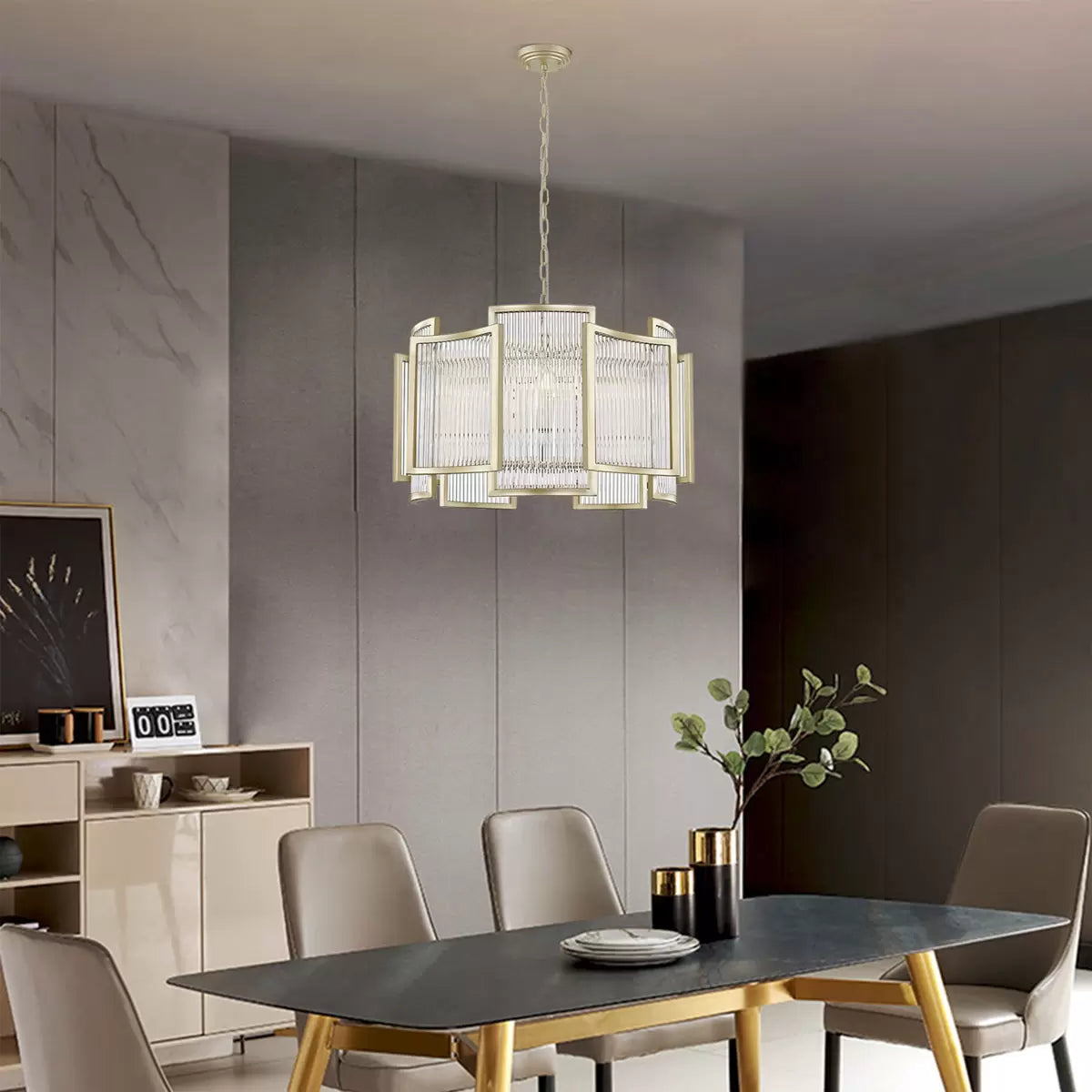 Chicago 5 Light Matt Gold Ceiling Pendant 56cm