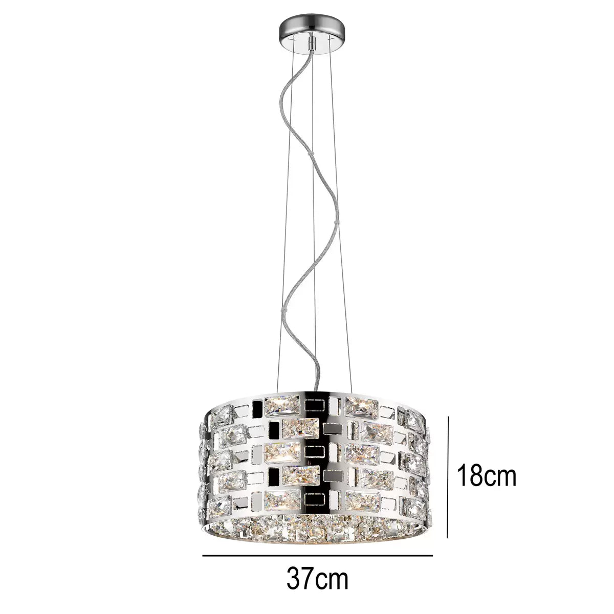 Miami 5 Light Chrome & Crystal Pendant 37cm