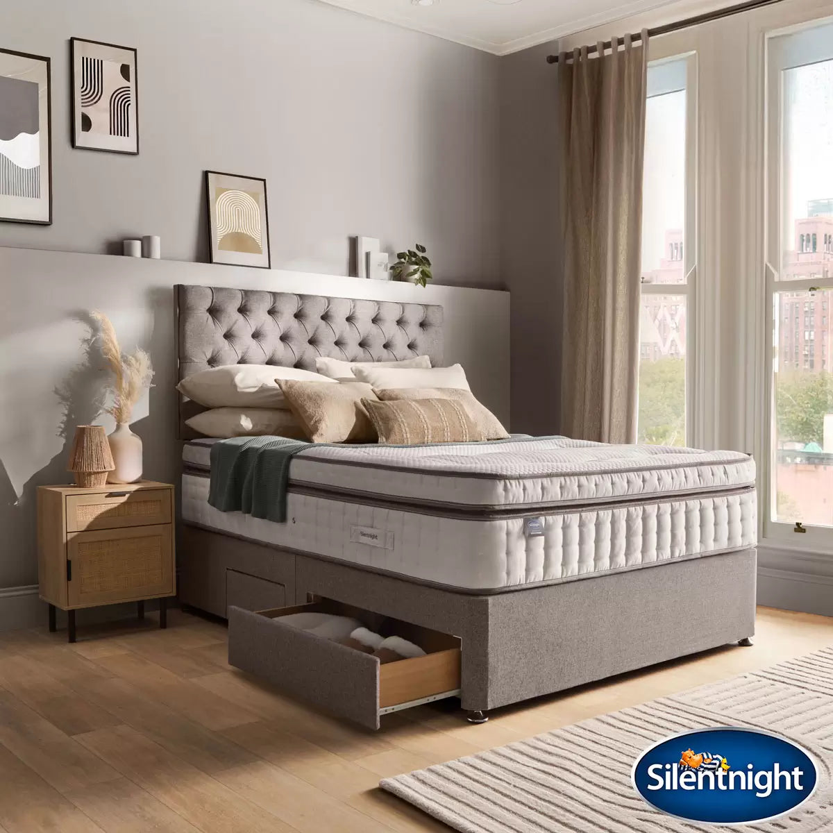 Silentnight Continental Divan Base with Eden Headboard & 3 Sizes