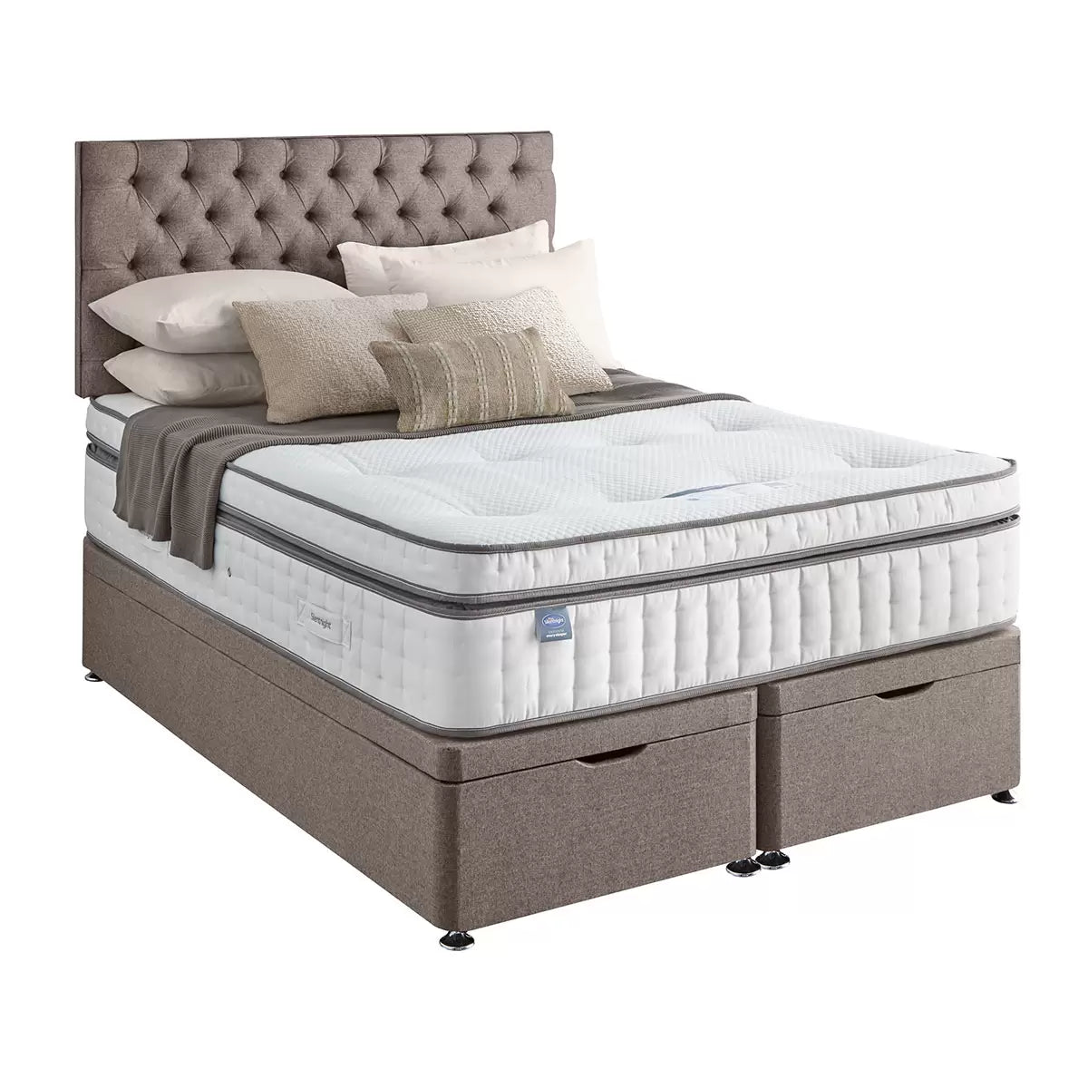 Silentnight Full Ottoman Divan Base with Eden Headboard & 3 Sizes