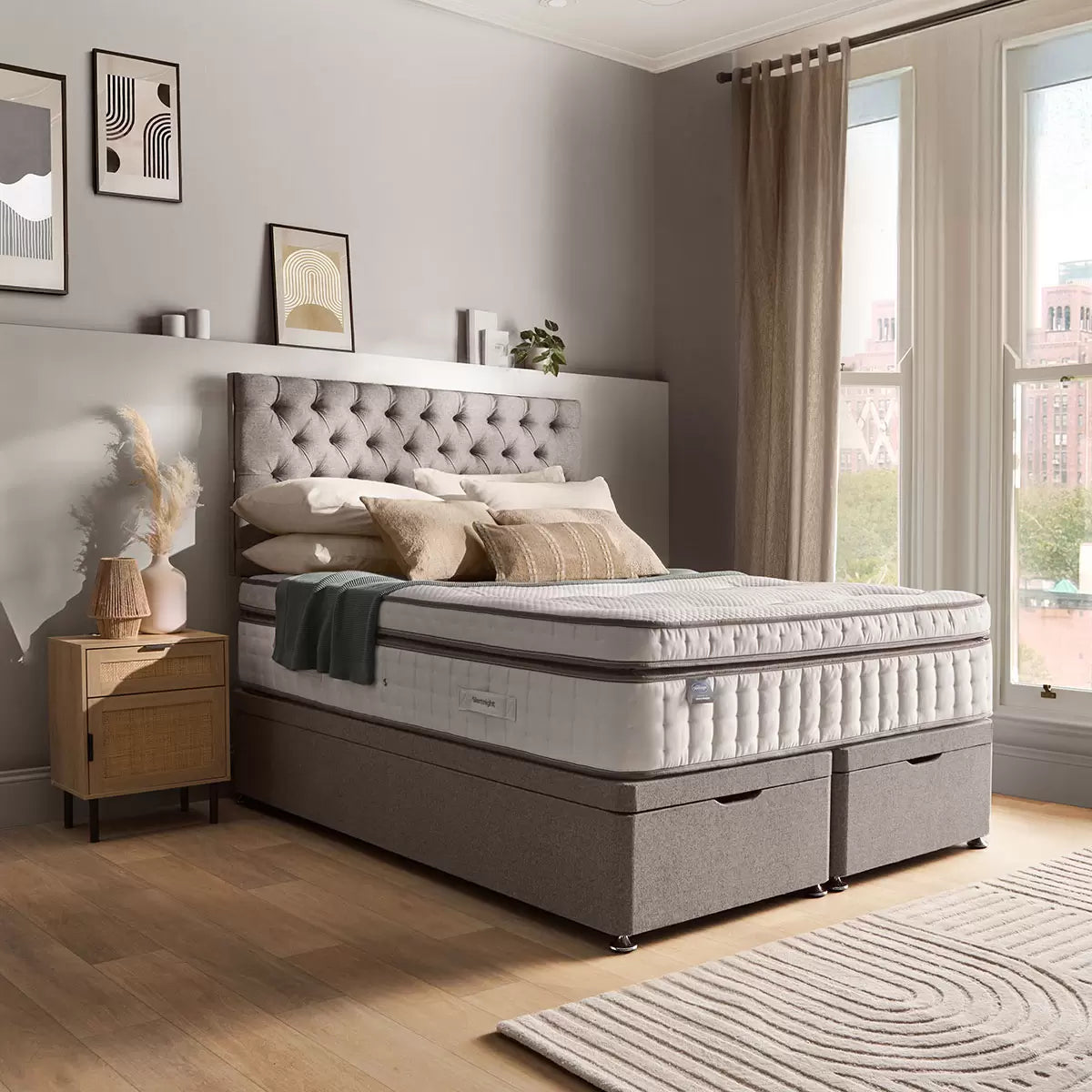 Silentnight Full Ottoman Divan Base with Eden Headboard & 3 Sizes