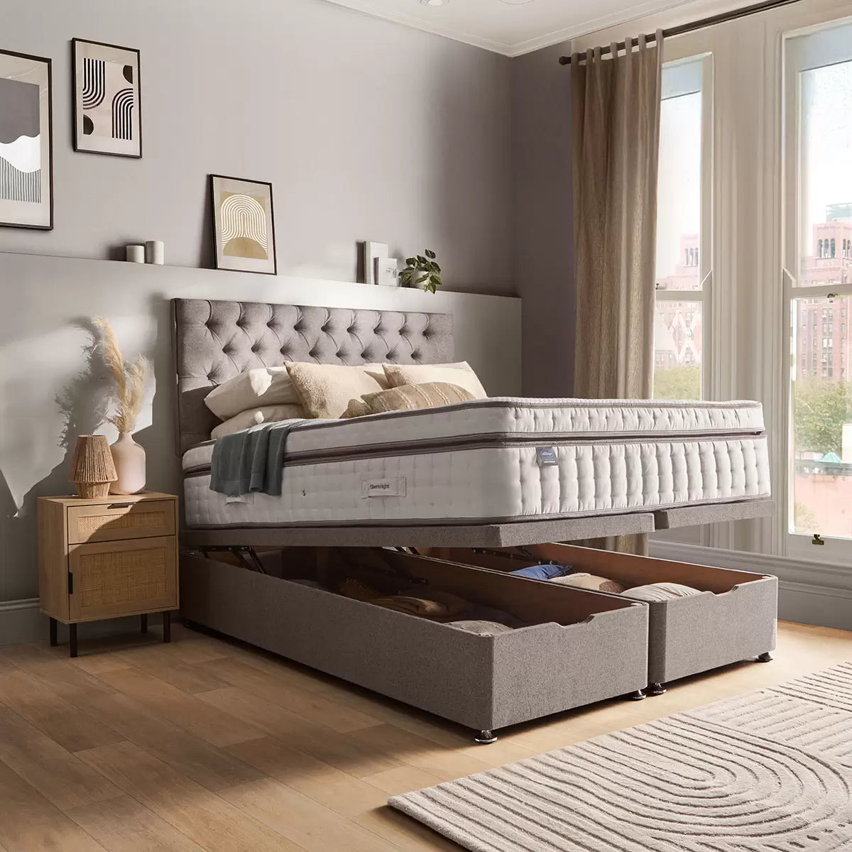 Silentnight Full Ottoman Divan Base with Eden Headboard & 3 Sizes