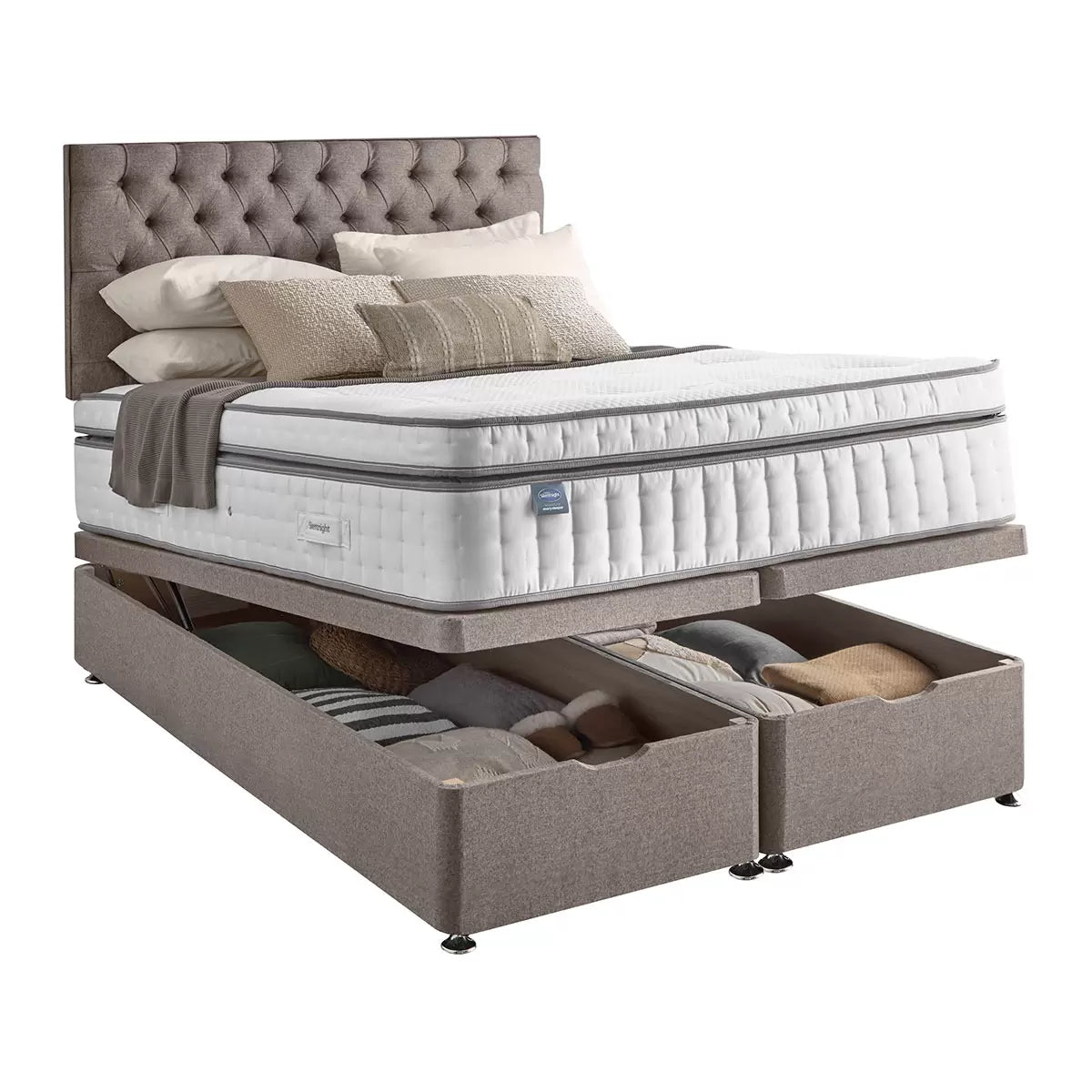 Silentnight Full Ottoman Divan Base with Eden Headboard & 3 Sizes