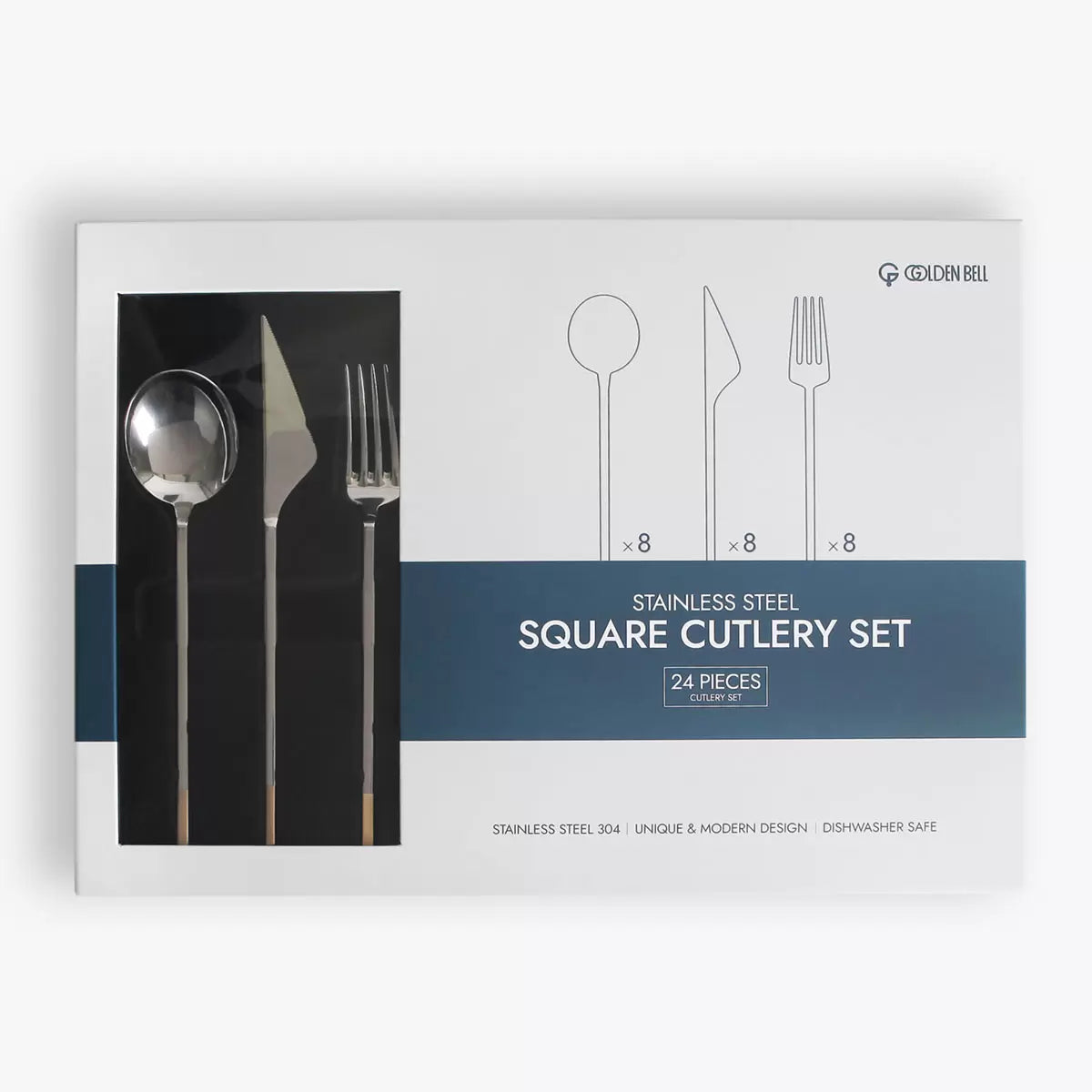 Golden Bell 18/10 Stainless Steel Cutlery Set, 24 Piece