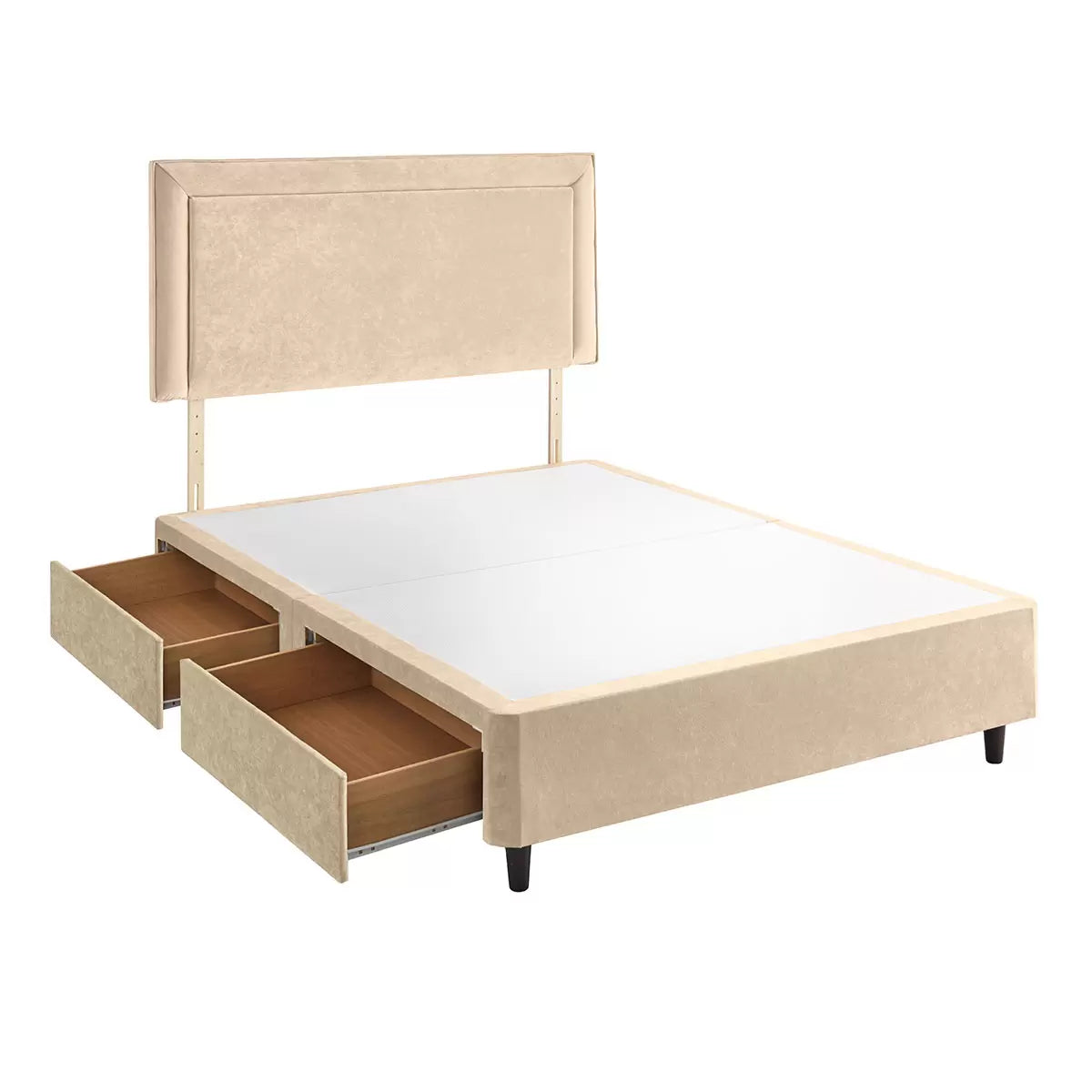 Silentnight Velvet 4 Drawer Divan Base with Malvern Headboard & 3