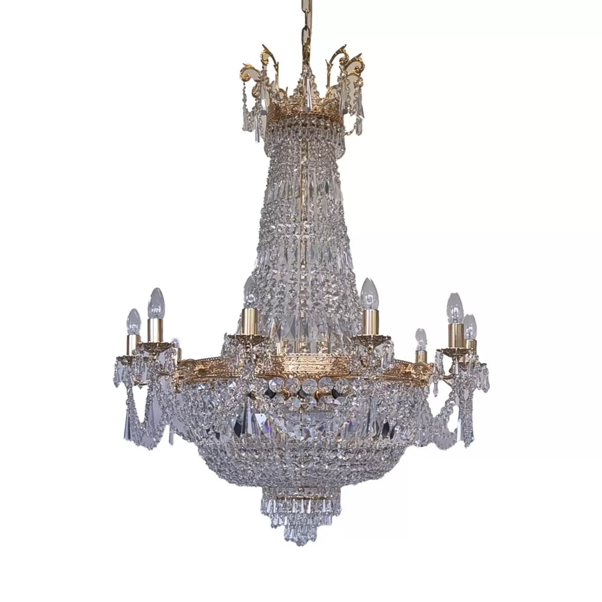 Denver Grand Gold & Crystal Empire Chandelier 85cm