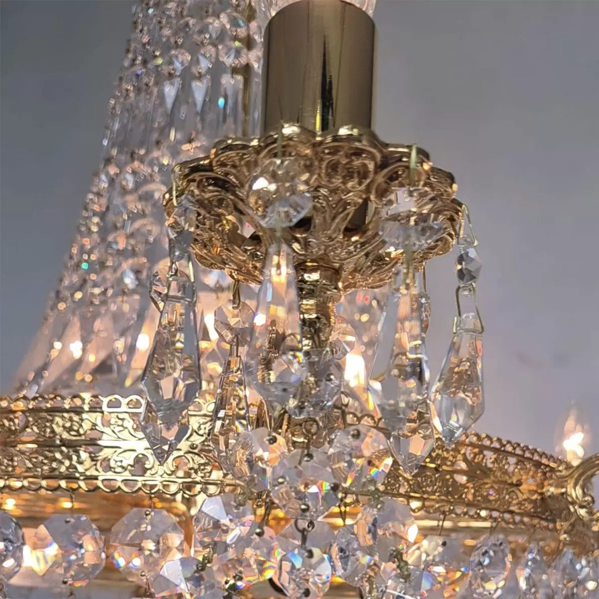 Denver Grand Gold & Crystal Empire Chandelier 85cm