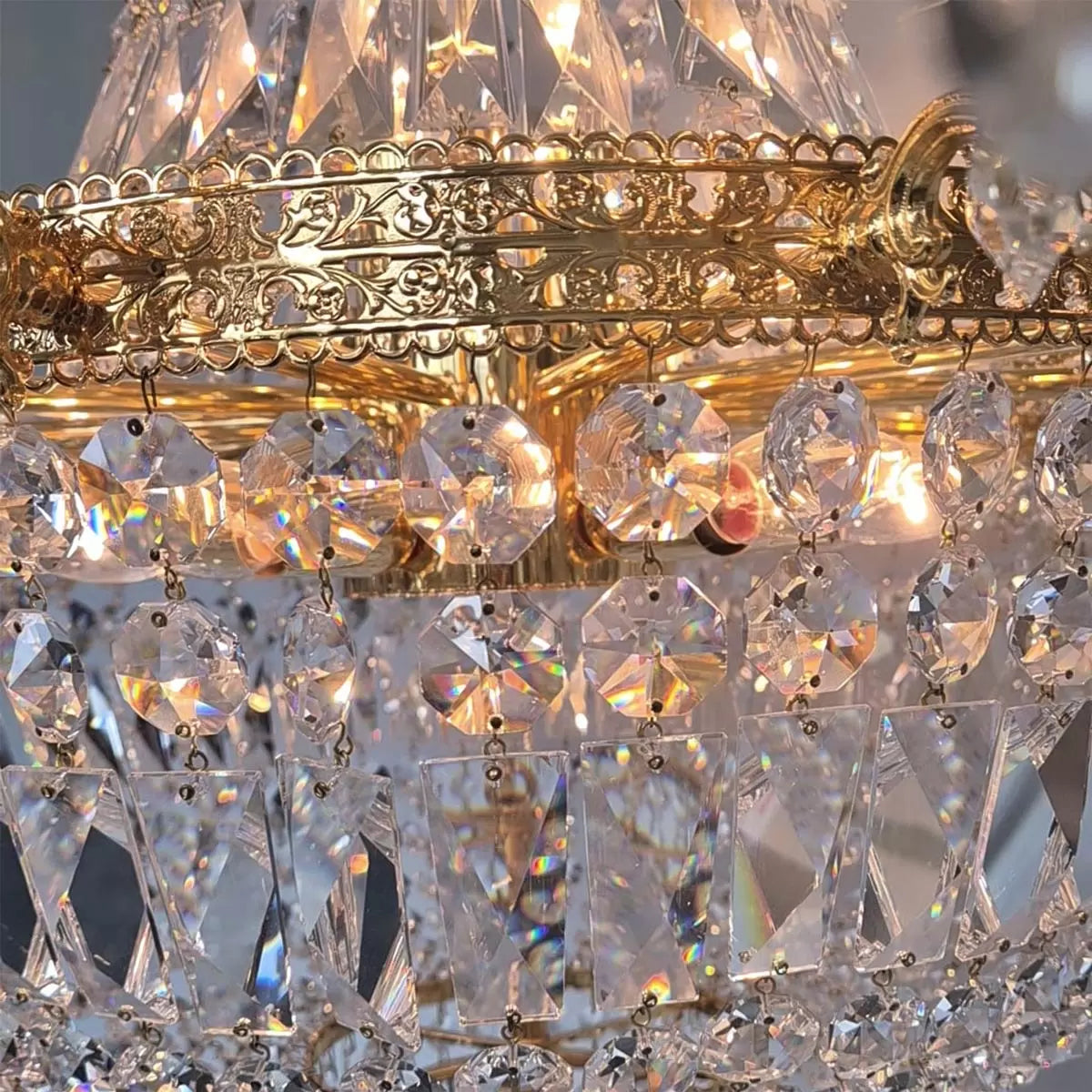 Denver Grand Gold & Crystal Empire Chandelier 85cm
