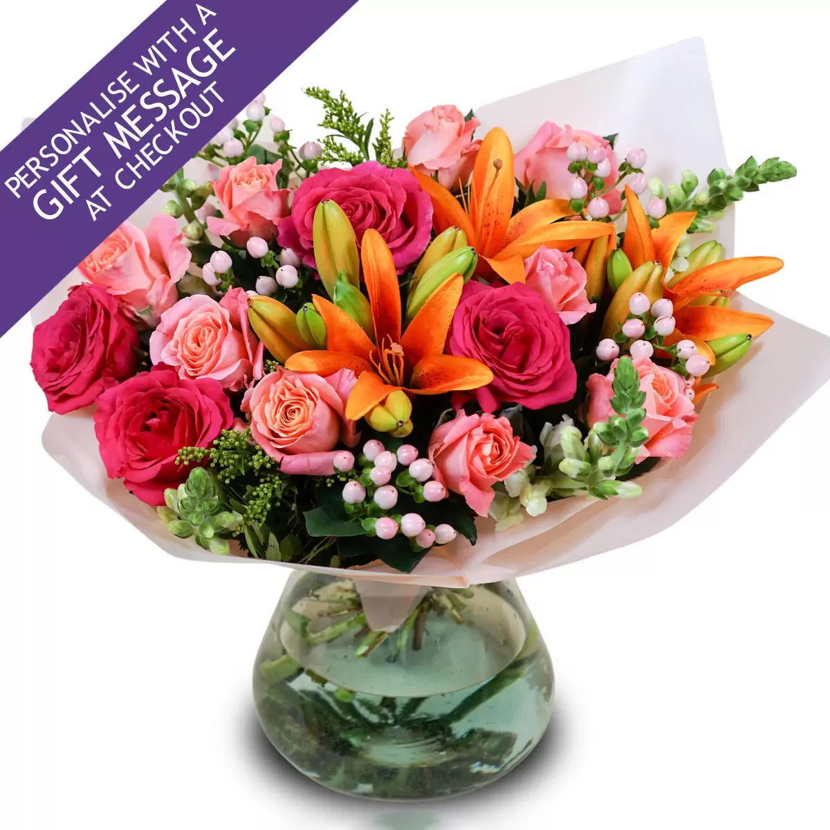 28 Stem Autumn Mixed Flower Bouquet with Greetings Card